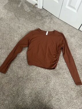 lululemon athletica Ribbed Long-Sleeve Side-Ruched Top - Brown
